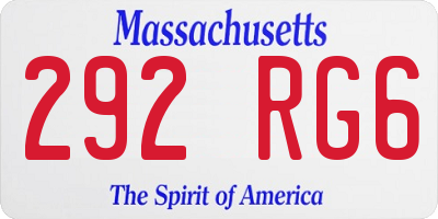 MA license plate 292RG6