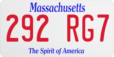 MA license plate 292RG7