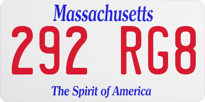 MA license plate 292RG8