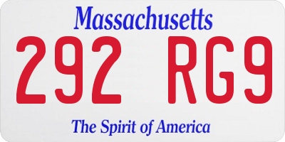 MA license plate 292RG9