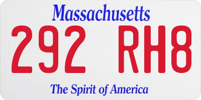 MA license plate 292RH8
