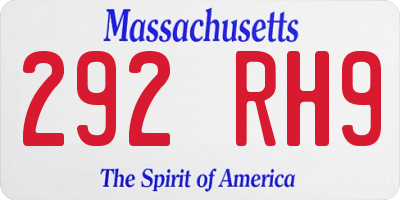 MA license plate 292RH9