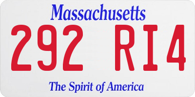 MA license plate 292RI4