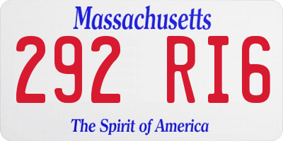 MA license plate 292RI6