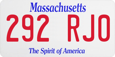 MA license plate 292RJ0