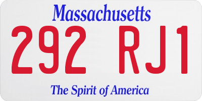 MA license plate 292RJ1