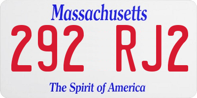 MA license plate 292RJ2