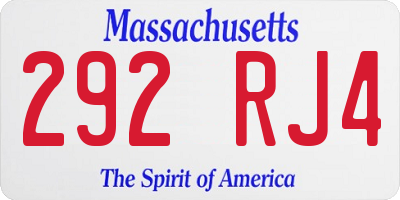 MA license plate 292RJ4