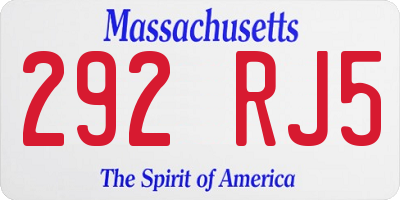 MA license plate 292RJ5