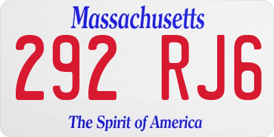 MA license plate 292RJ6