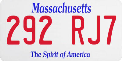 MA license plate 292RJ7