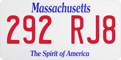 MA license plate 292RJ8