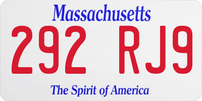 MA license plate 292RJ9