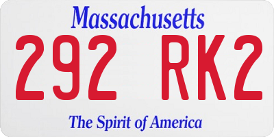 MA license plate 292RK2