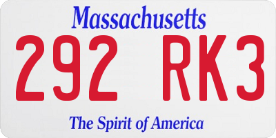 MA license plate 292RK3
