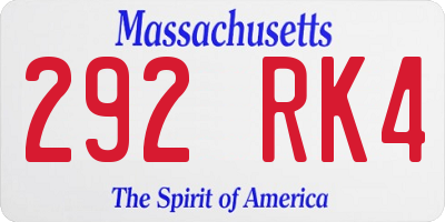 MA license plate 292RK4