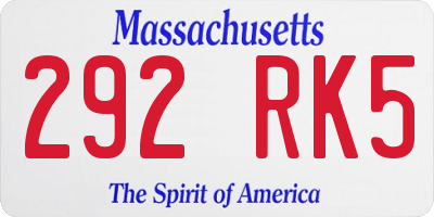 MA license plate 292RK5