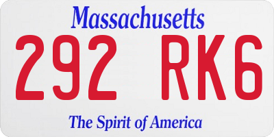 MA license plate 292RK6