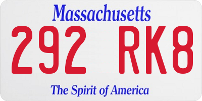 MA license plate 292RK8