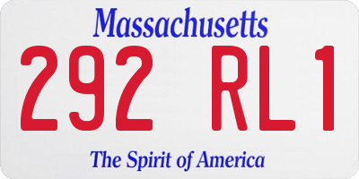 MA license plate 292RL1