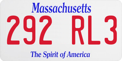 MA license plate 292RL3
