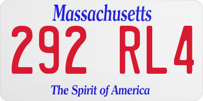 MA license plate 292RL4