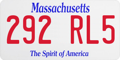 MA license plate 292RL5