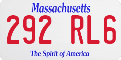 MA license plate 292RL6