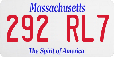MA license plate 292RL7