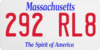 MA license plate 292RL8