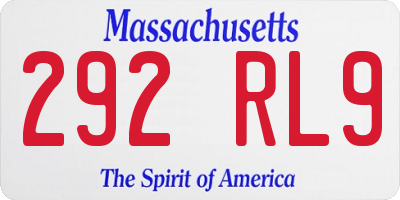 MA license plate 292RL9