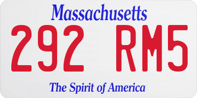 MA license plate 292RM5
