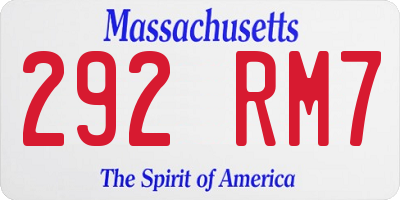 MA license plate 292RM7