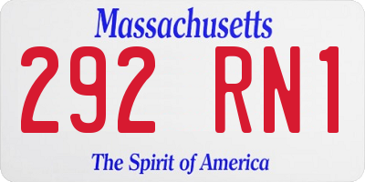 MA license plate 292RN1