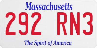 MA license plate 292RN3