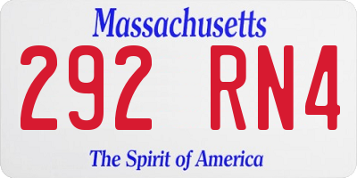 MA license plate 292RN4