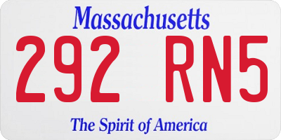 MA license plate 292RN5