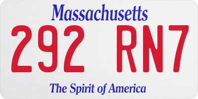 MA license plate 292RN7