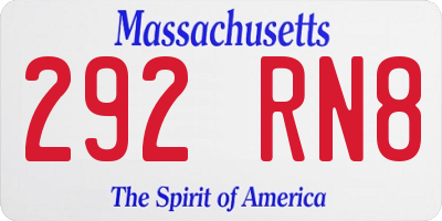 MA license plate 292RN8