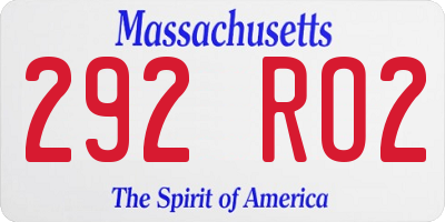 MA license plate 292RO2