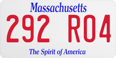 MA license plate 292RO4