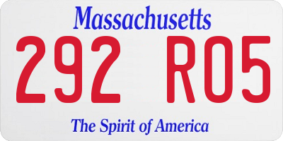 MA license plate 292RO5
