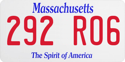 MA license plate 292RO6
