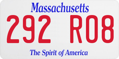 MA license plate 292RO8