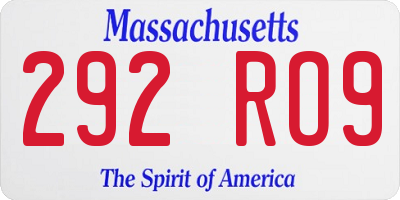 MA license plate 292RO9