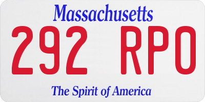 MA license plate 292RP0