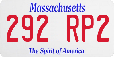 MA license plate 292RP2