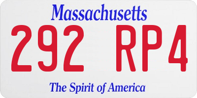 MA license plate 292RP4