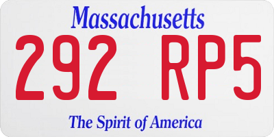 MA license plate 292RP5