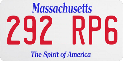 MA license plate 292RP6